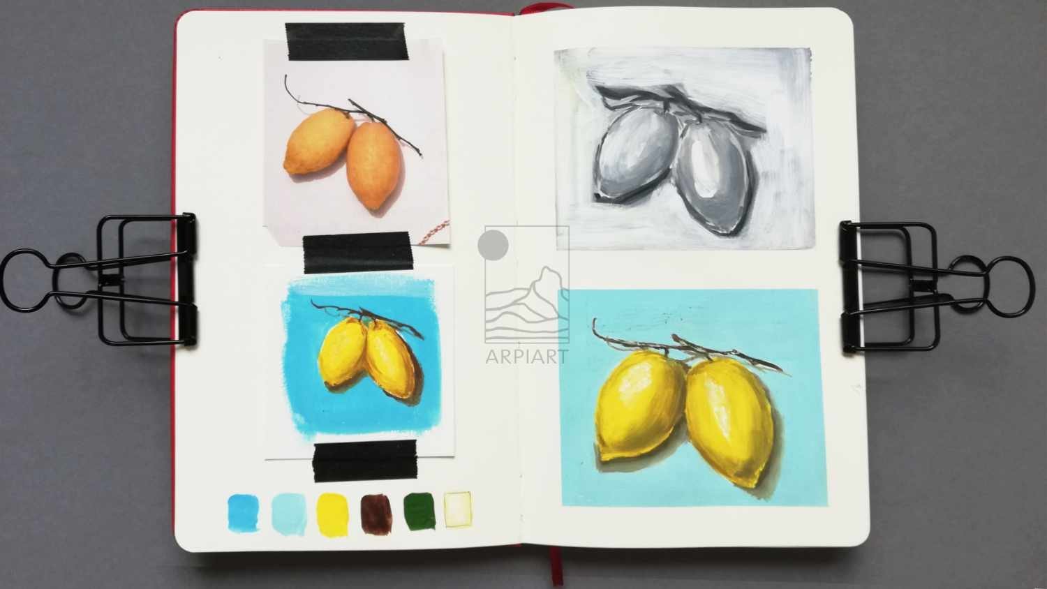 Lemon study in gouache
