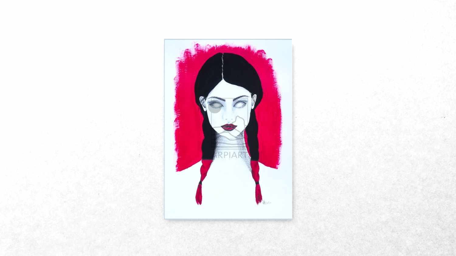 Red surreal portrait of a woman